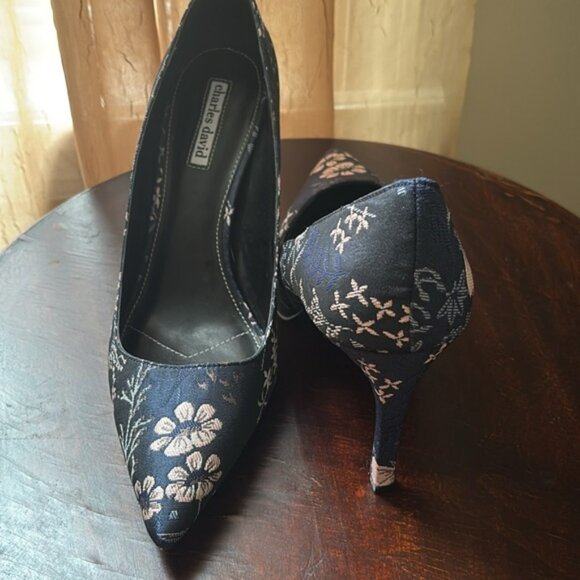 Charles David Navy and Pink Floral Heels - Picture 1 of 1
